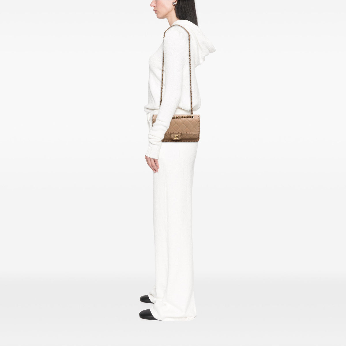 Chanel Medium Quilted Iridescent Calfskin Happy Stitch Flap — Brown