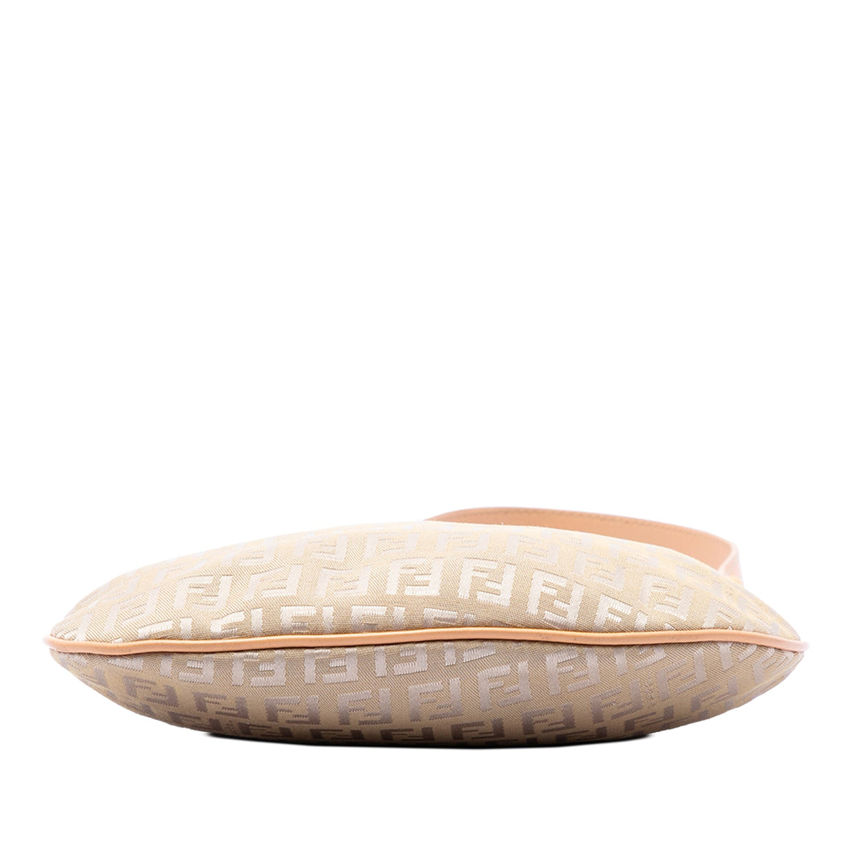 Fendi Zucchino Canvas Oyster Shoulder Bag — Beige