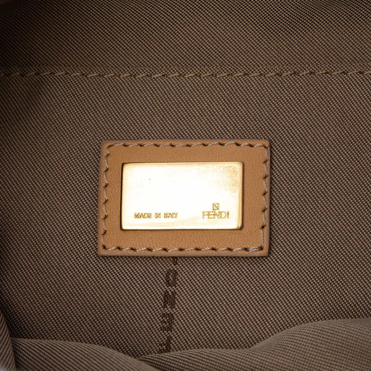 Fendi Zucchino Canvas Oyster Shoulder Bag — Beige