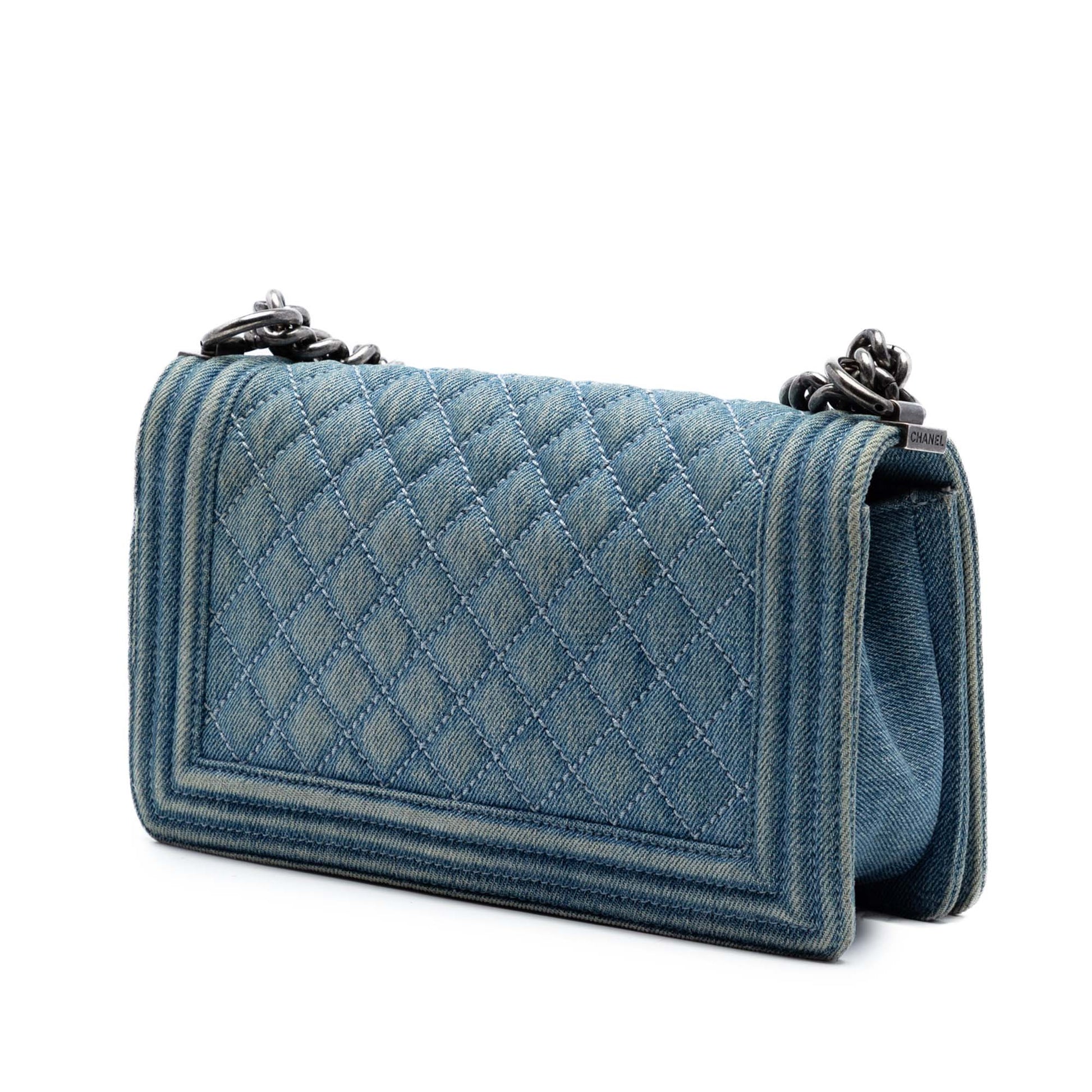 Chanel Old Medium Quilted Denim Boy Flap