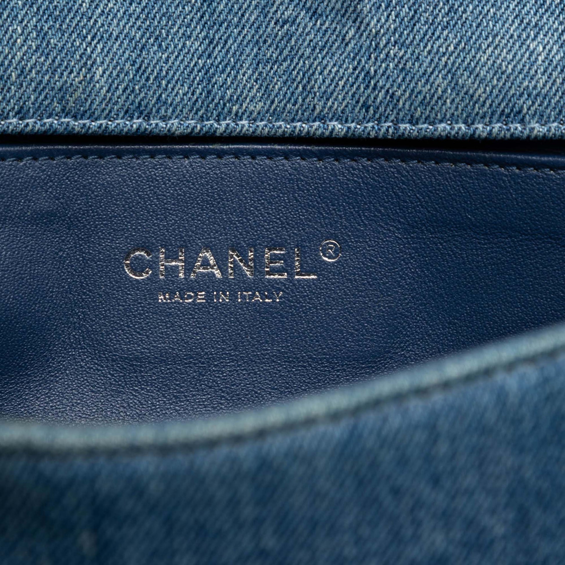 Chanel Old Medium Quilted Denim Boy Flap