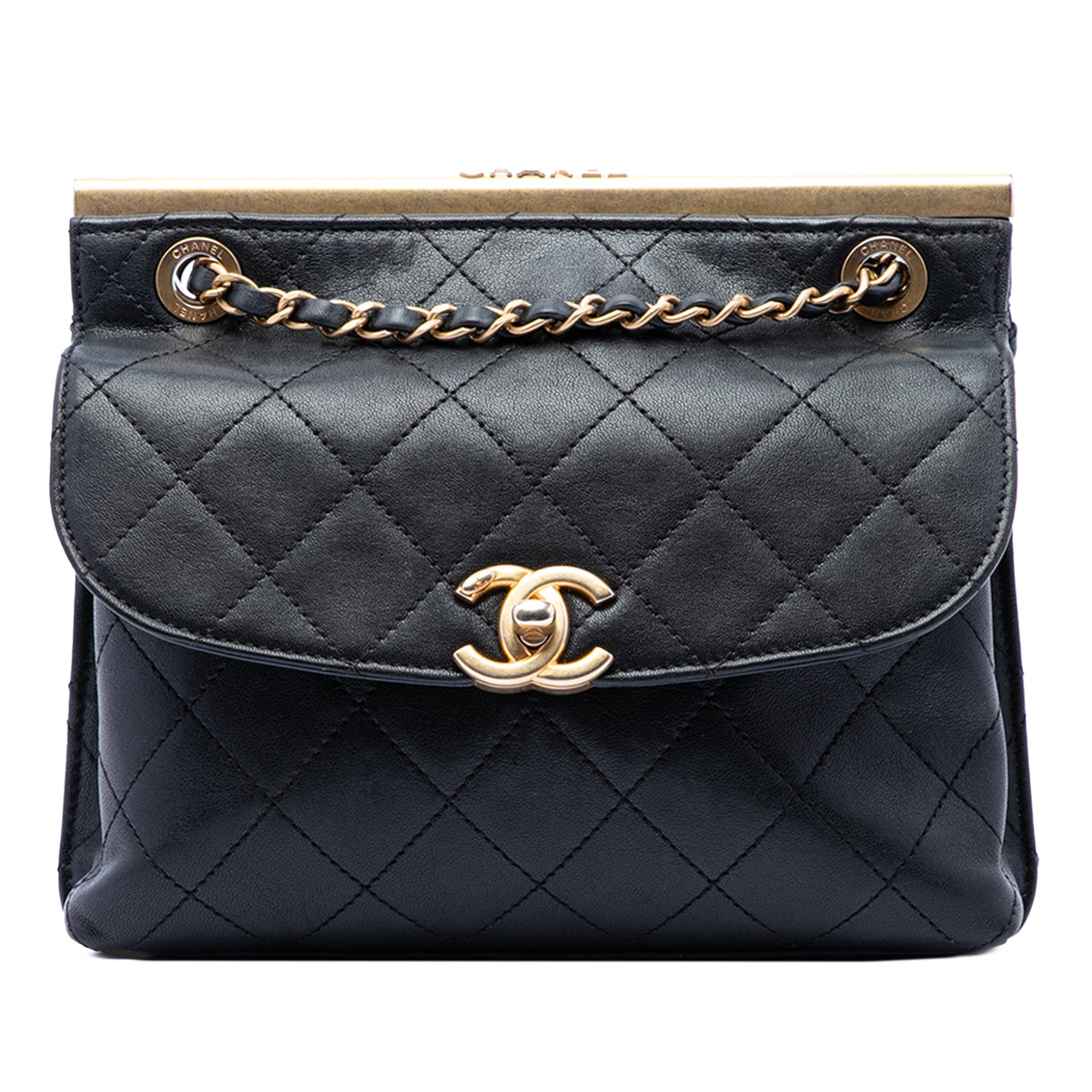 Chanel CC Quilted Calfskin Double Sided Metal Frame Flap — Black