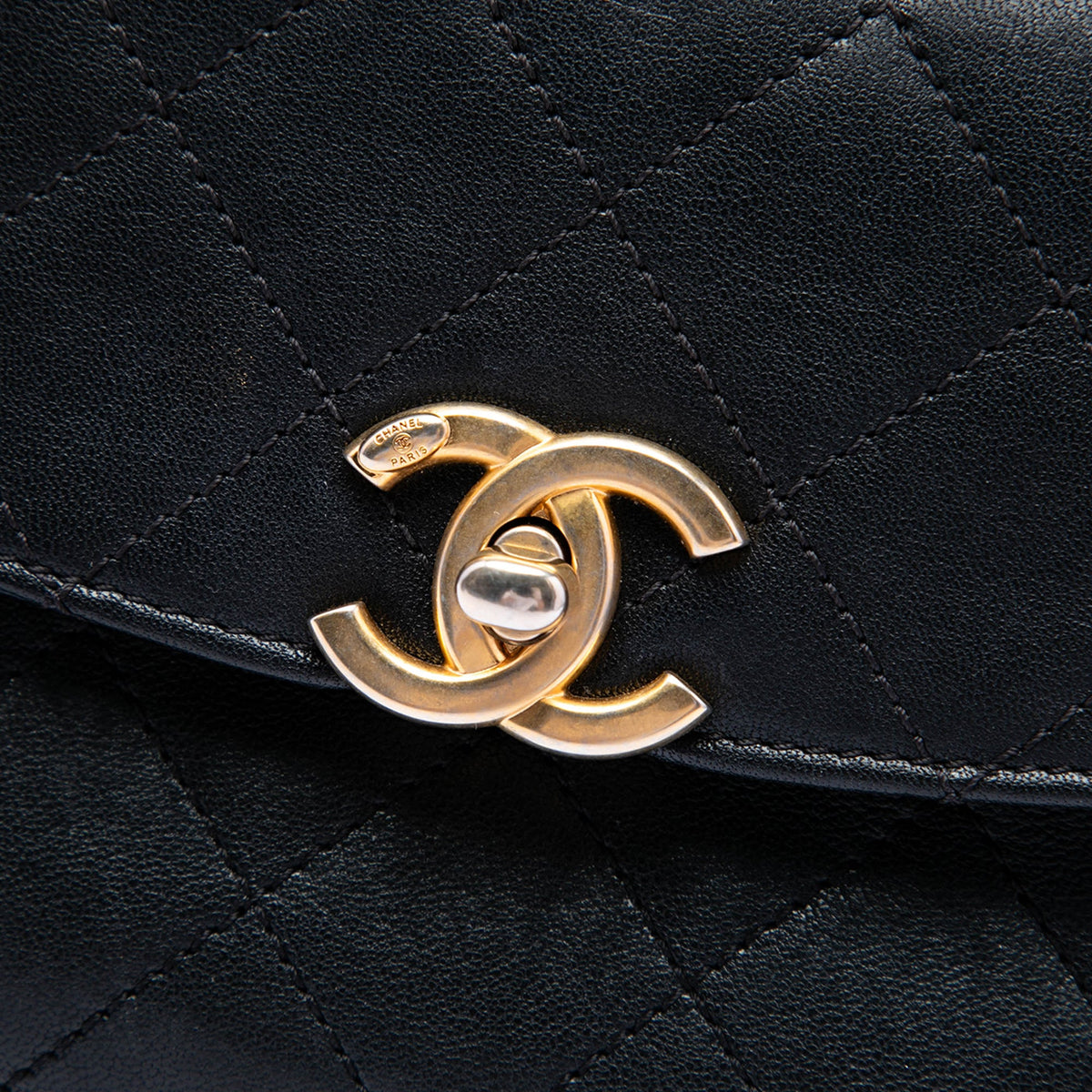 Chanel CC Quilted Calfskin Double Sided Metal Frame Flap — Black