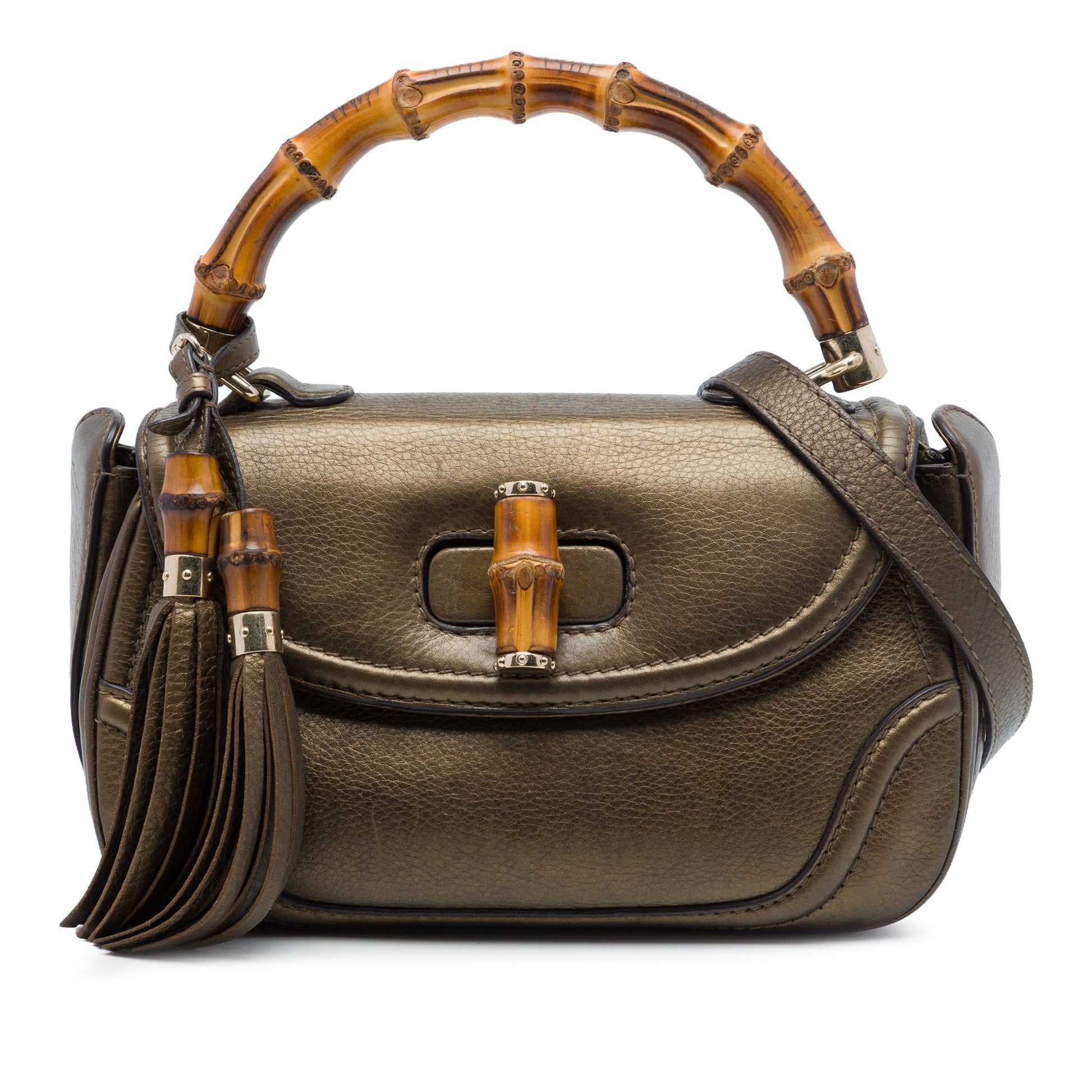 Gucci Medium Leather New Bamboo Satchel