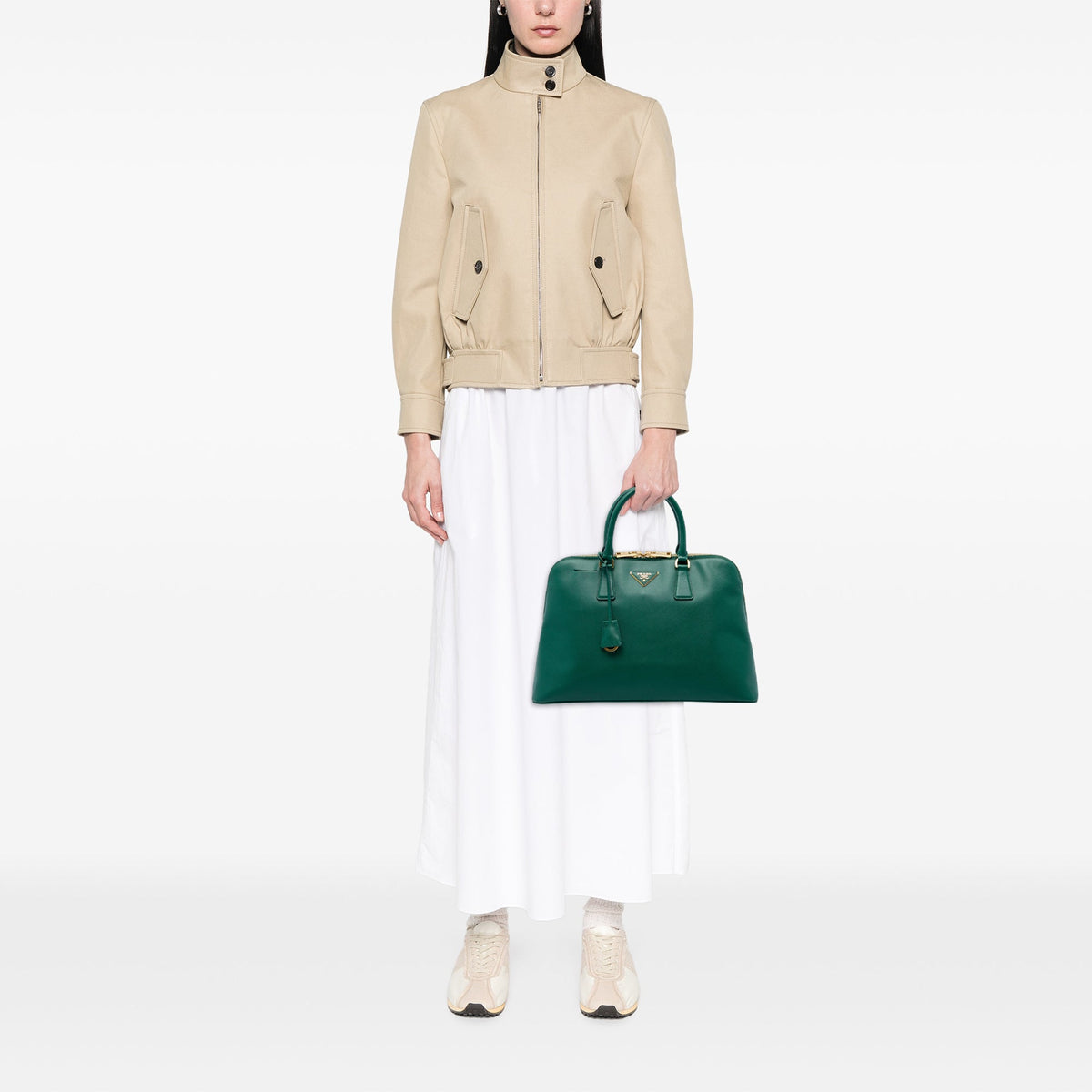 Prada Large Saffiano Lux Promenade Satchel — Green