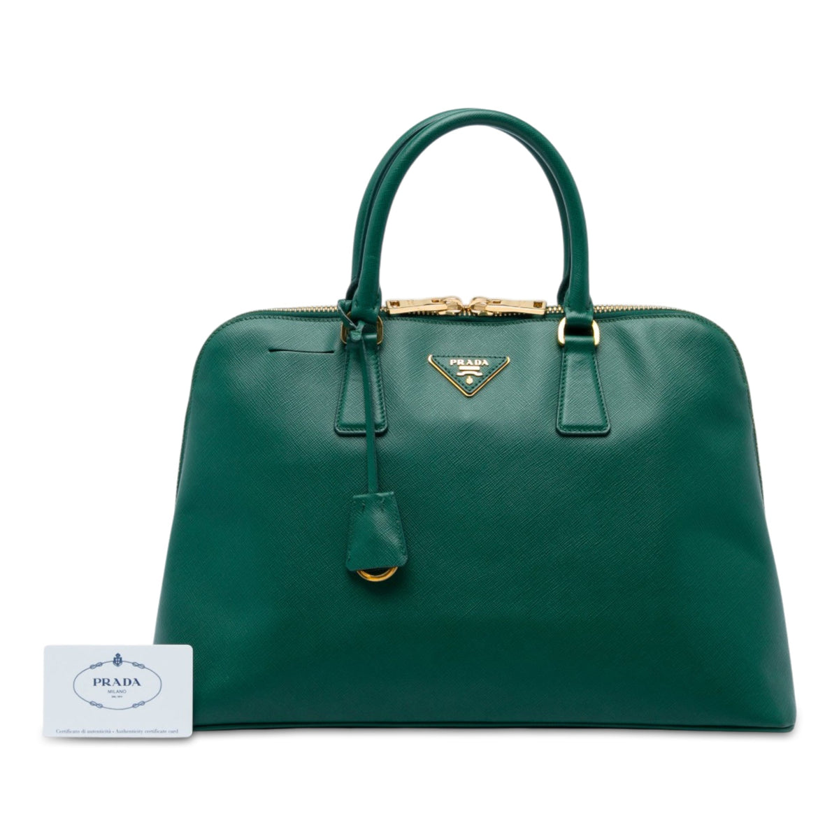 Prada Large Saffiano Lux Promenade Satchel — Green