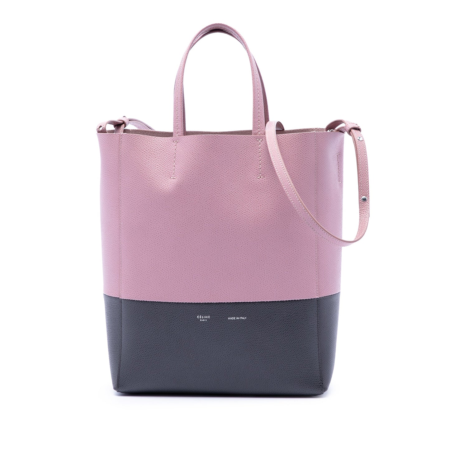 Celine Small Bicolor Grained Calfskin Vertical Cabas Tote