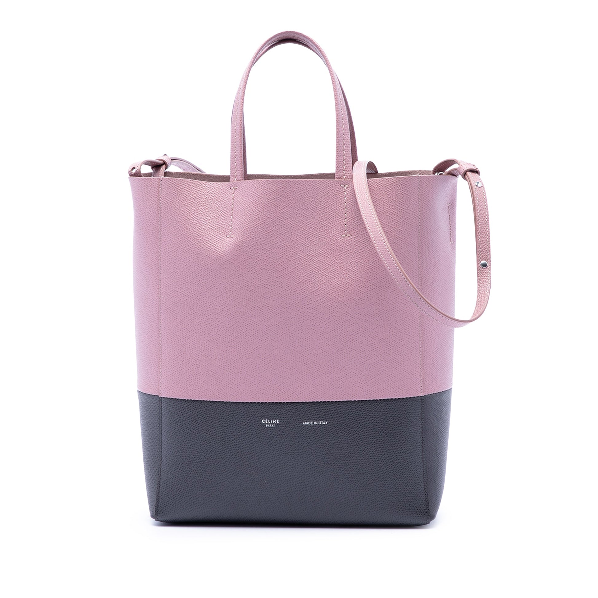 Celine Small Bicolor Grained Calfskin Vertical Cabas Tote