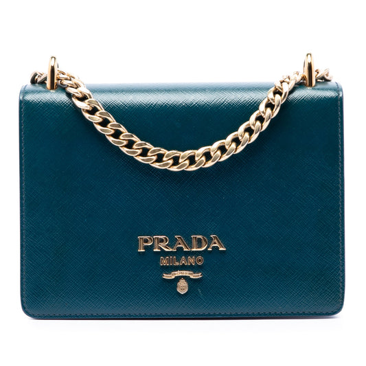 Prada Mini Saffiano Chain Flap Crossbody