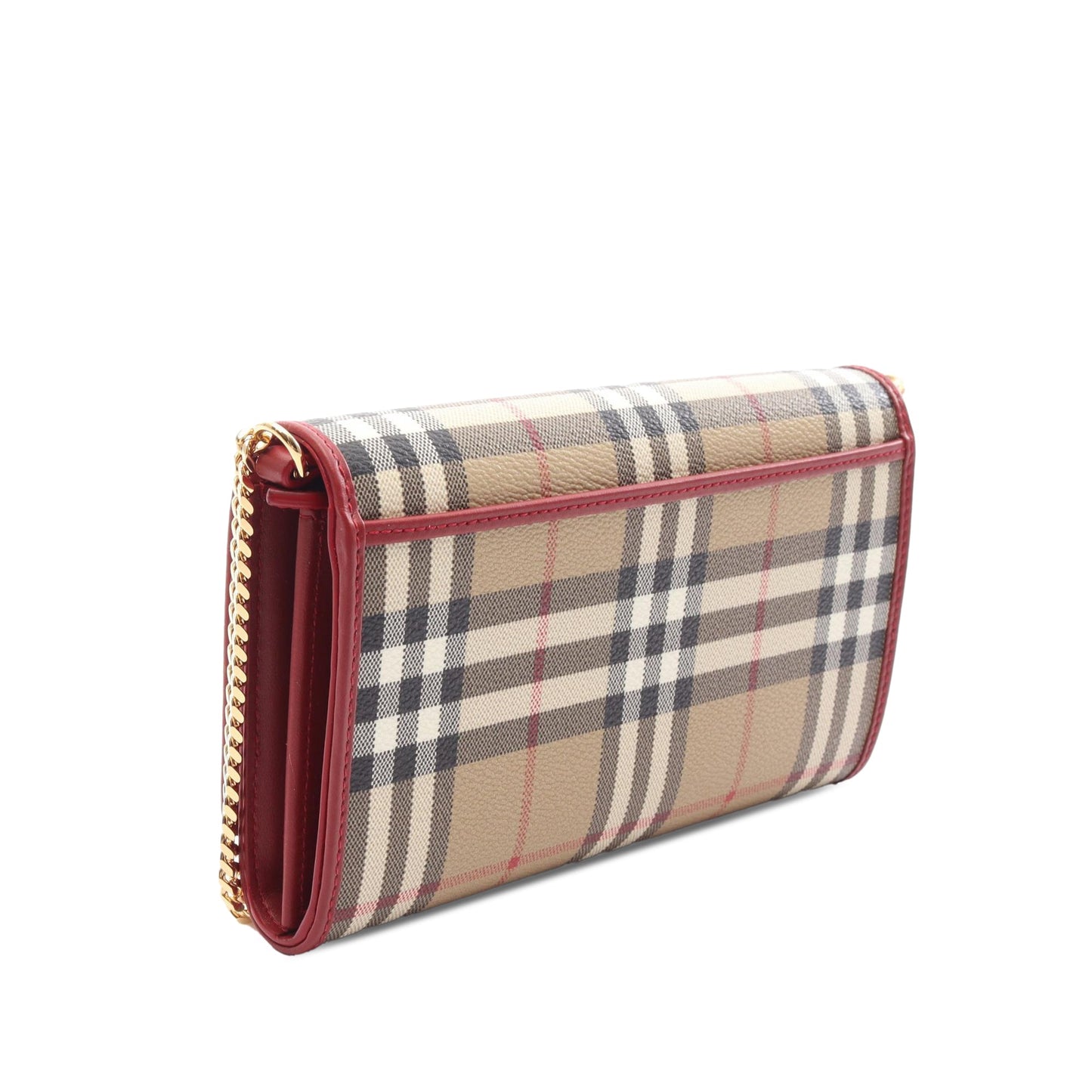 Burberry House Check Coated Canvas Wallet On Chain