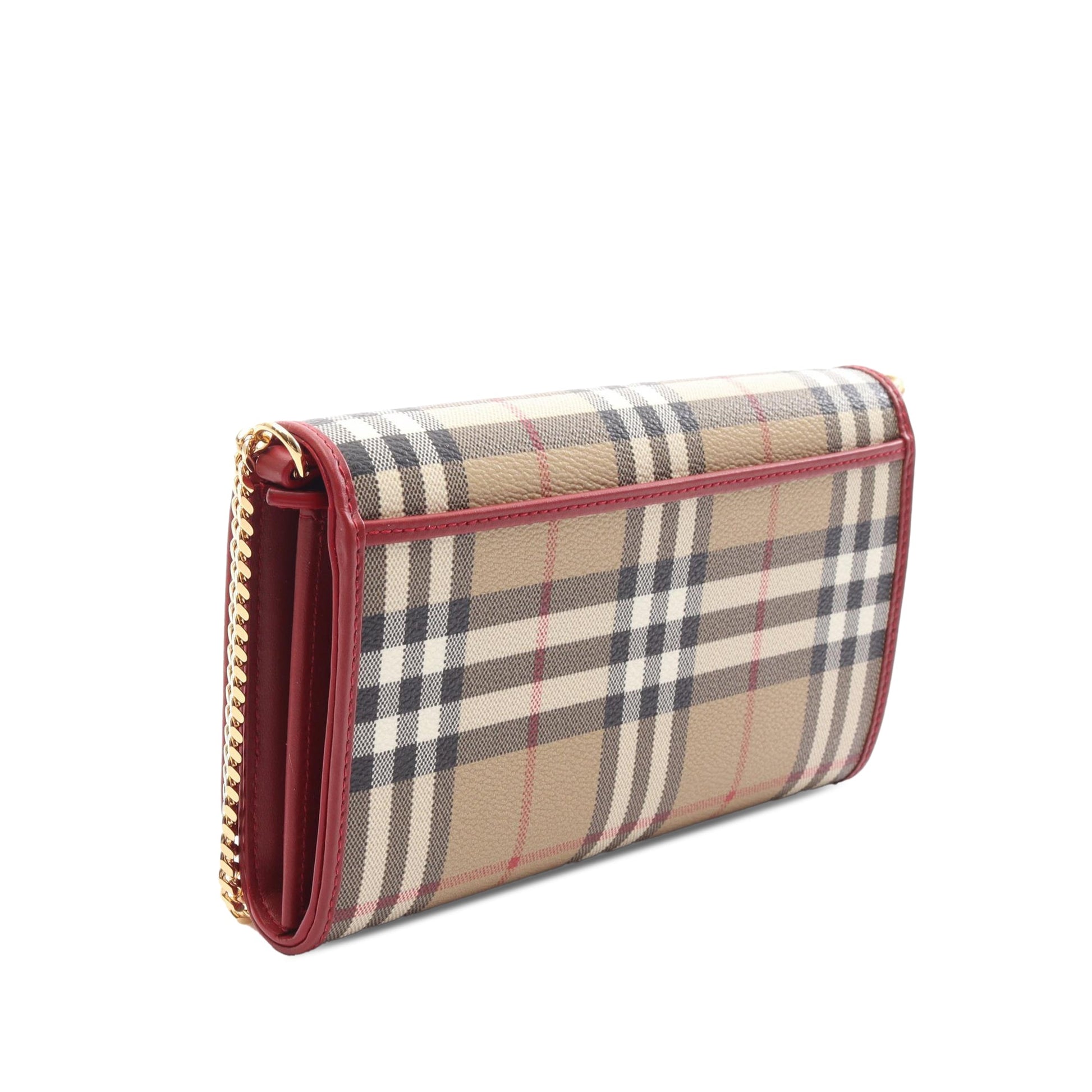Burberry House Check Coated Canvas Wallet On Chain