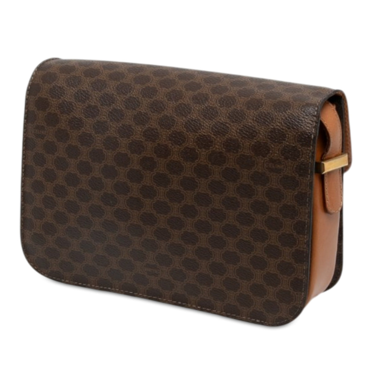 Celine Macadam Coated Canvas Horse Carriage Crossbody — Brown