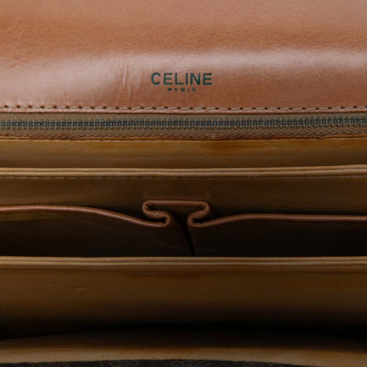 Celine Macadam Coated Canvas Horse Carriage Crossbody — Brown