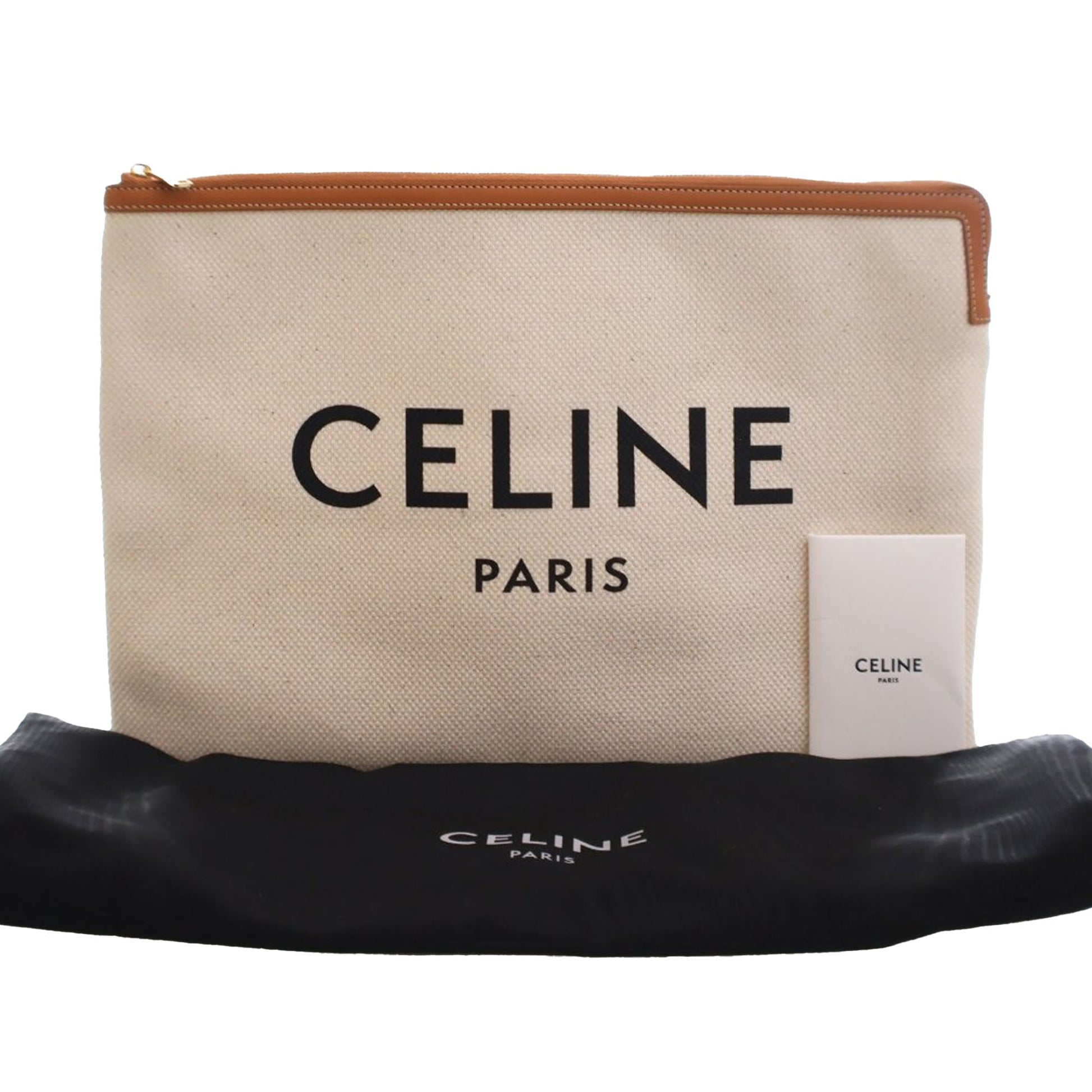 Celine Large Canvas Logo Clutch