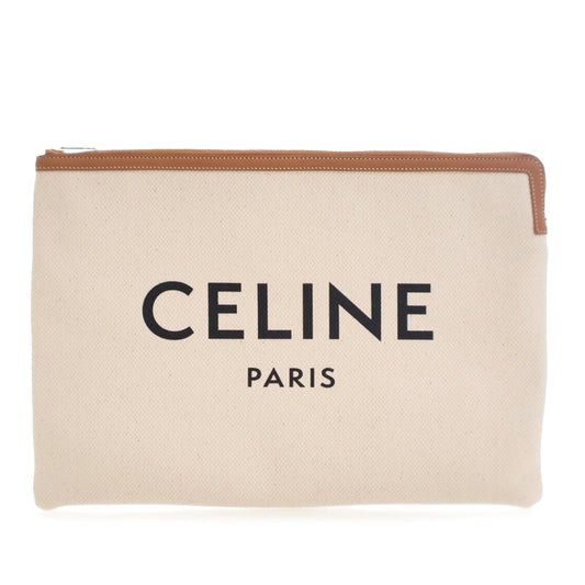 Celine Large Canvas Logo Clutch