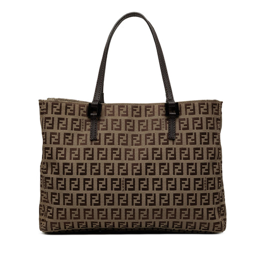 Fendi Zucchino Canvas Tote — Beige