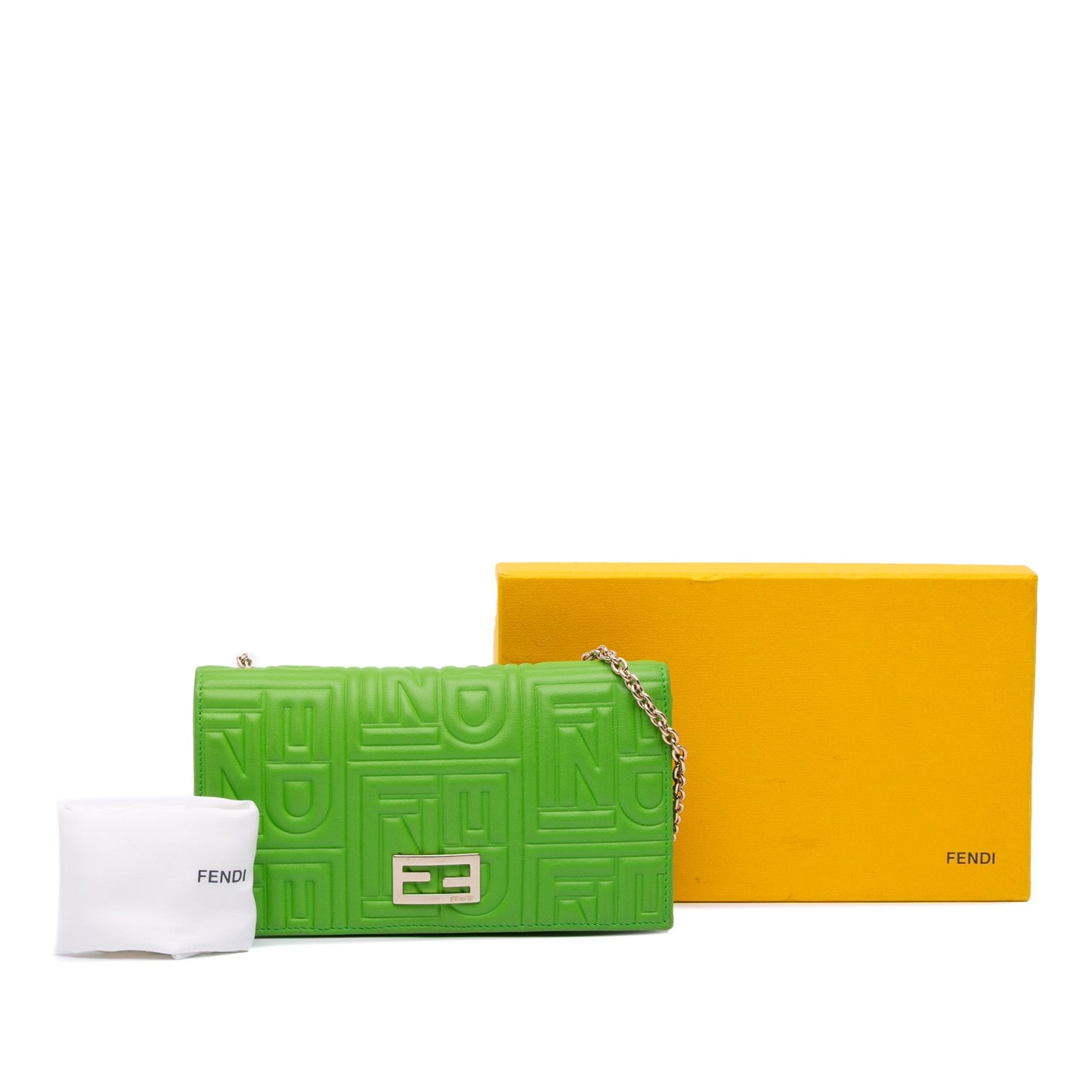 Fendi Nappa Logo Embossed Long Wallet On Chain