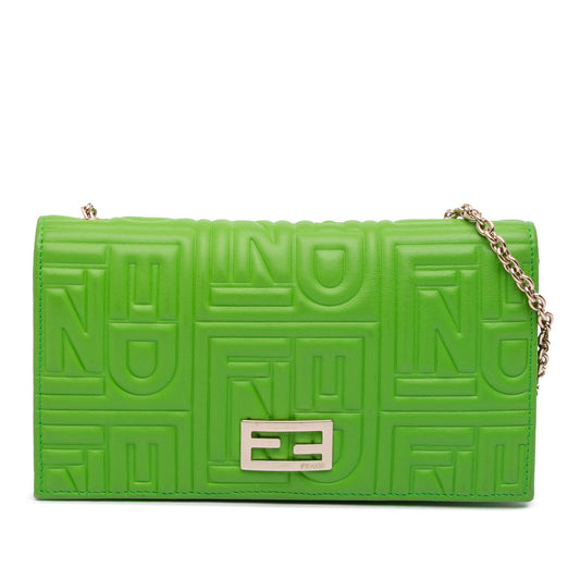 Fendi Nappa Logo Embossed Long Wallet On Chain