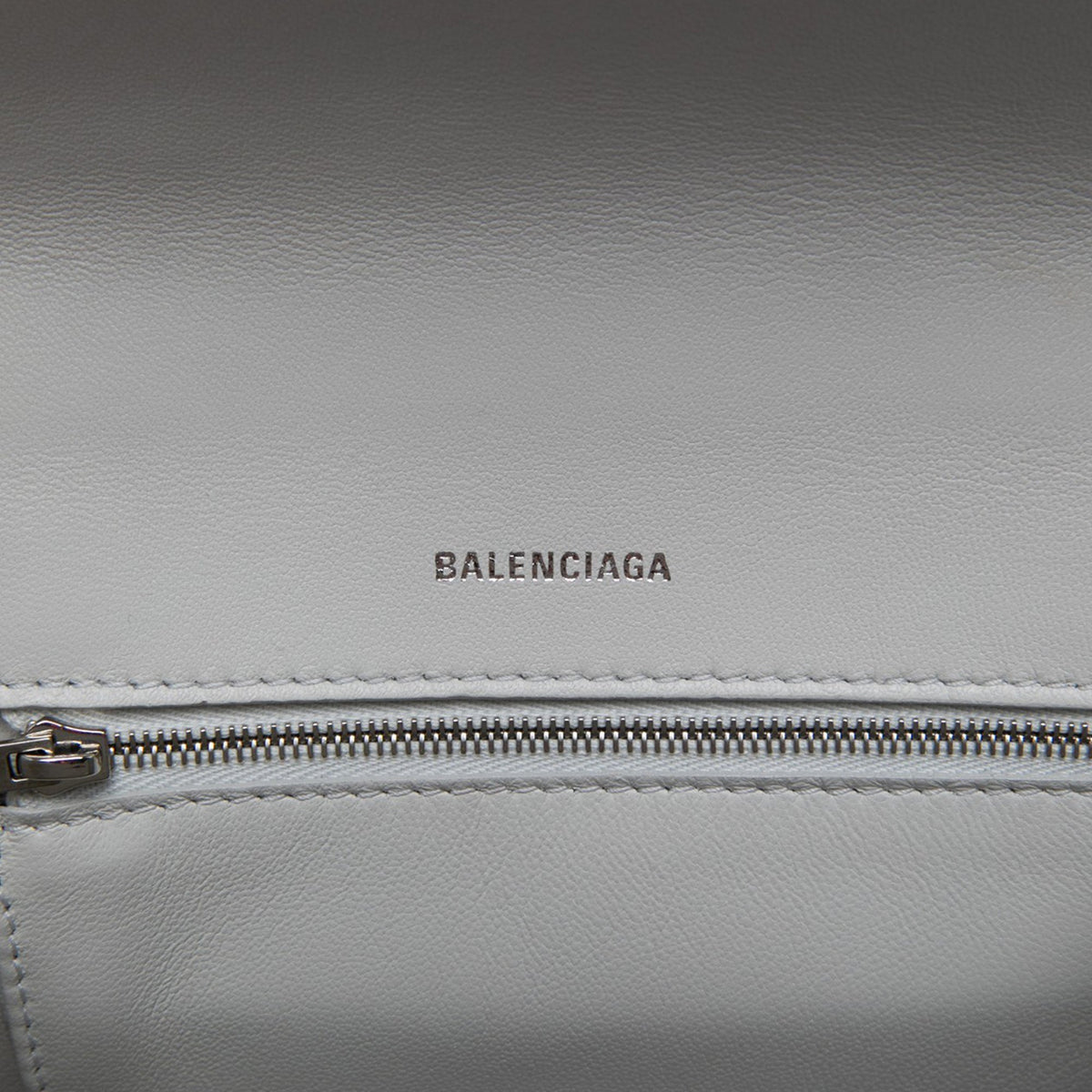 Balenciaga Small Shiny Box Calfskin Hourglass Top Handle Bag — White