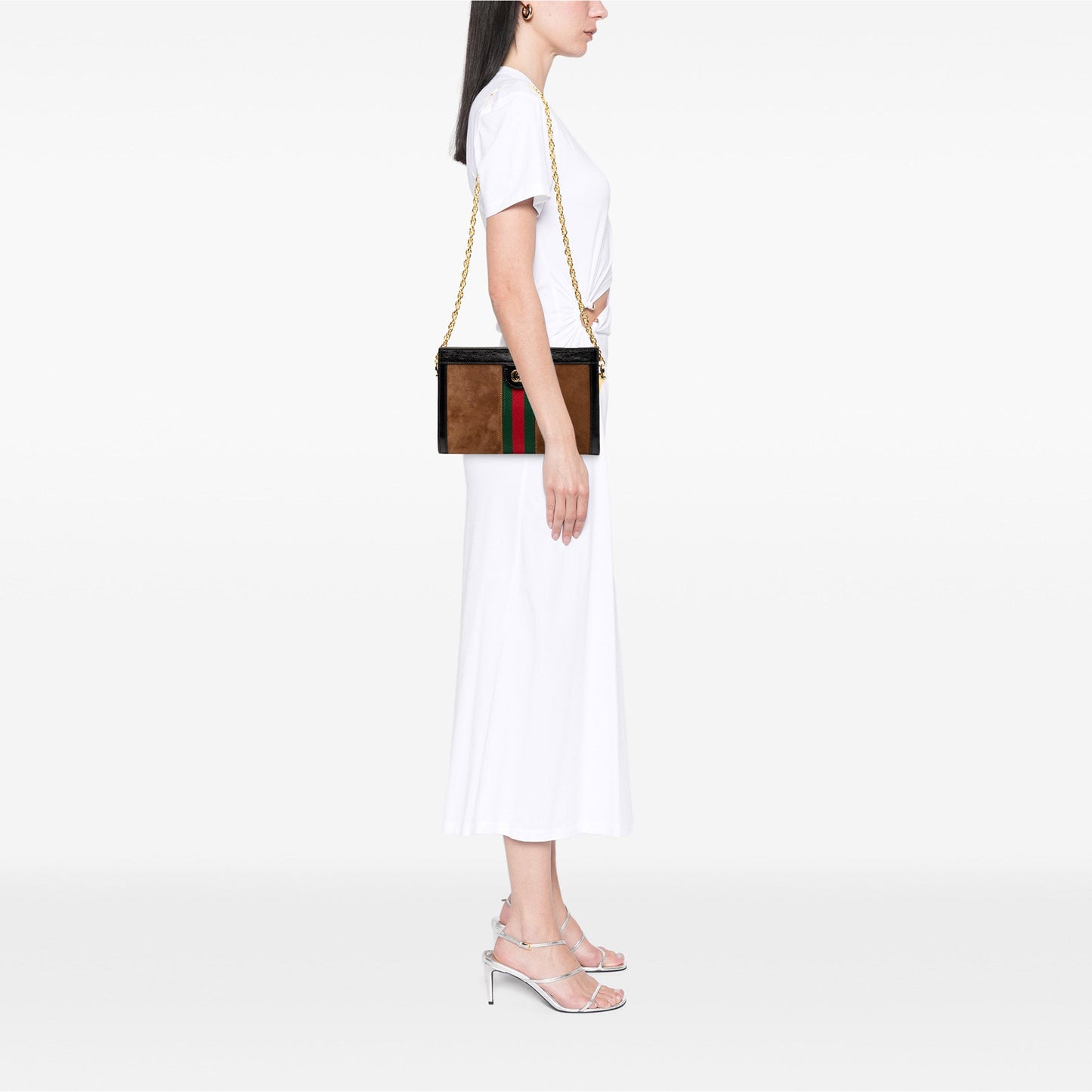 Gucci Small Suede Web Ophidia Chain Crossbody