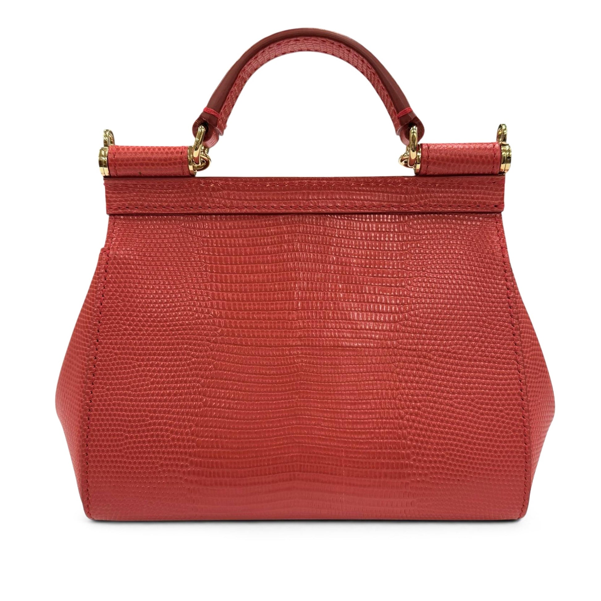 Dolce & Gabbana Small Iguana Embossed Calfskin Miss Sicily Satchel