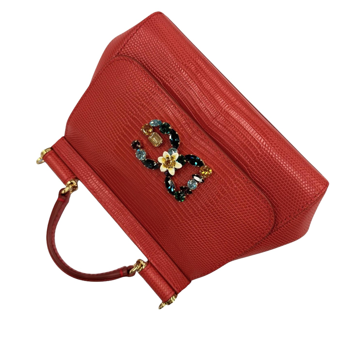 Dolce & Gabbana Small Iguana Embossed Calfskin Miss Sicily Satchel