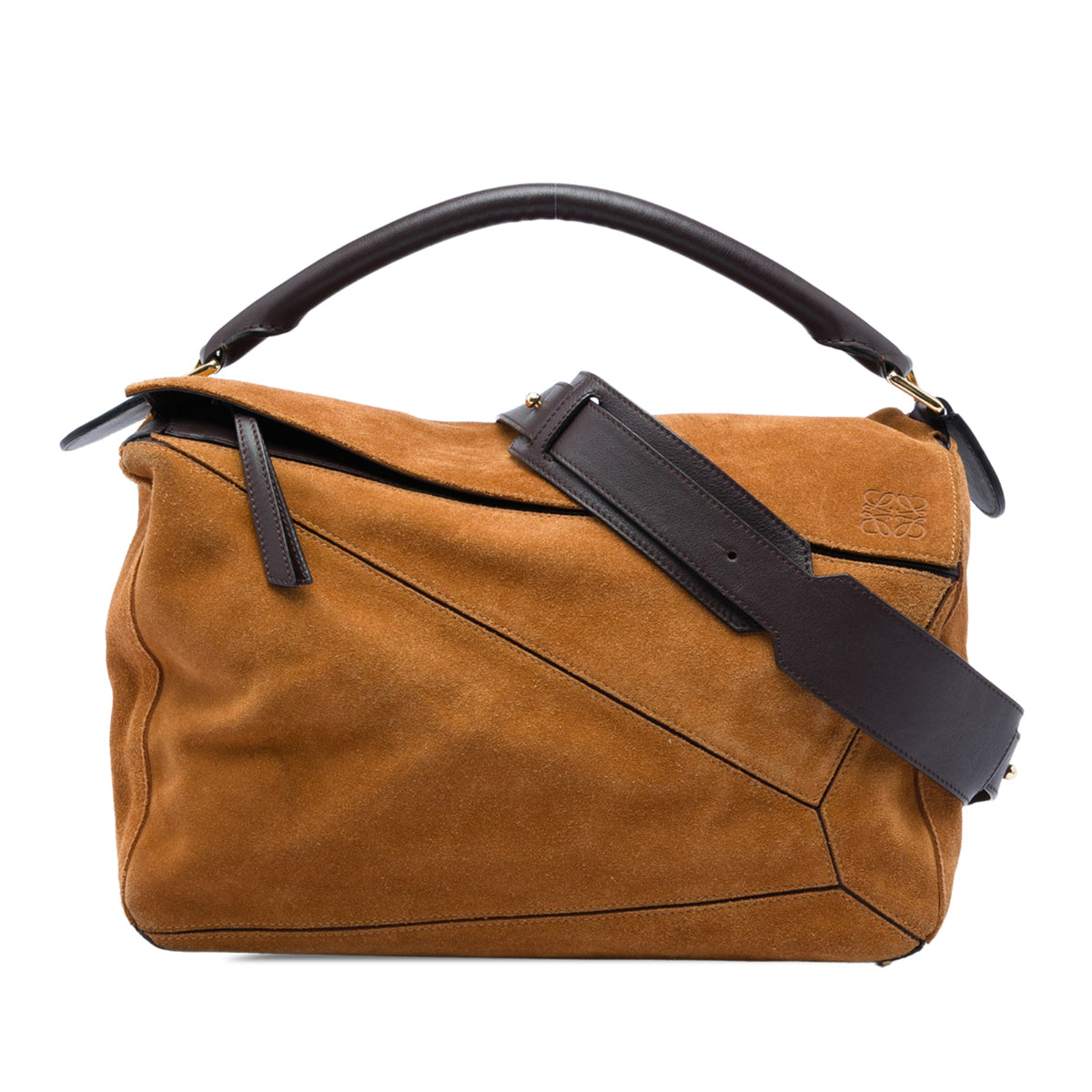 LOEWE Large Suede Puzzle Satchel