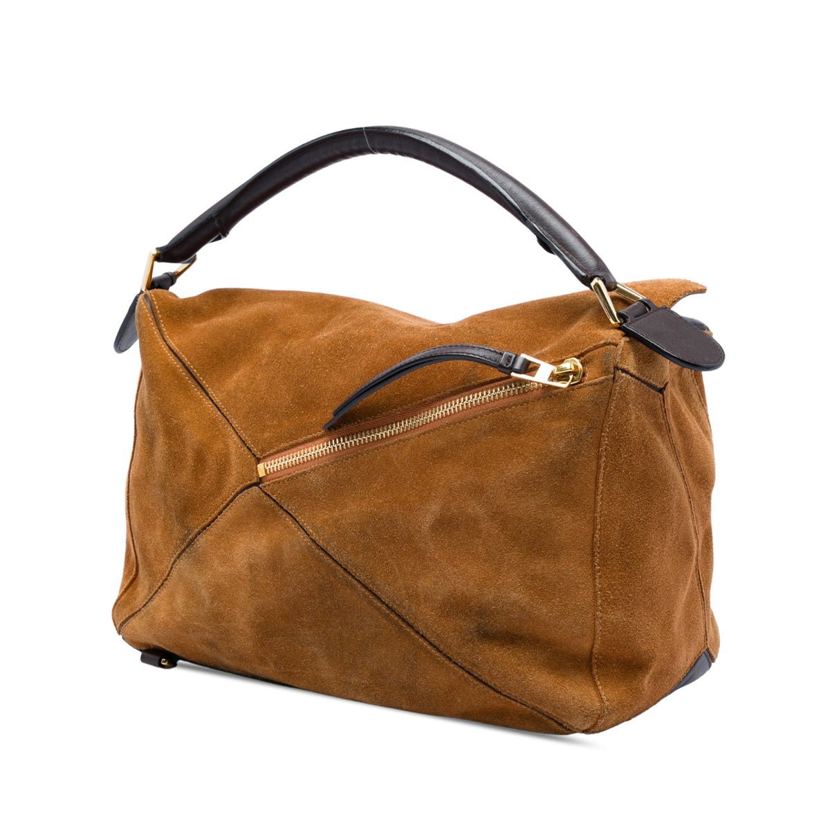 LOEWE Large Suede Puzzle Satchel