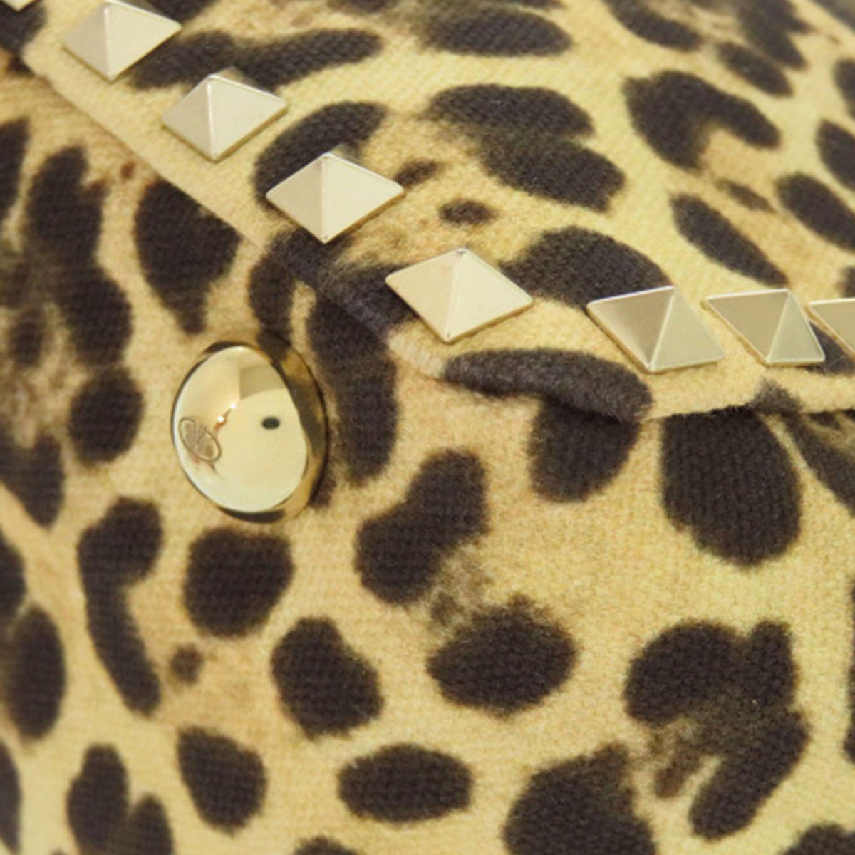 Valentino Small Leopard Printed Canvas Rockstud Trapeze Satchel — Brown