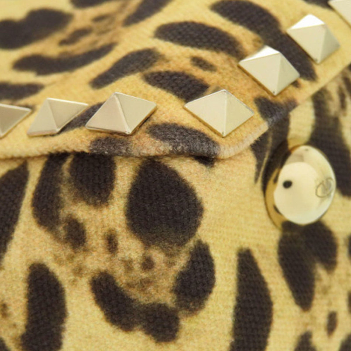 Valentino Small Leopard Printed Canvas Rockstud Trapeze Satchel — Brown