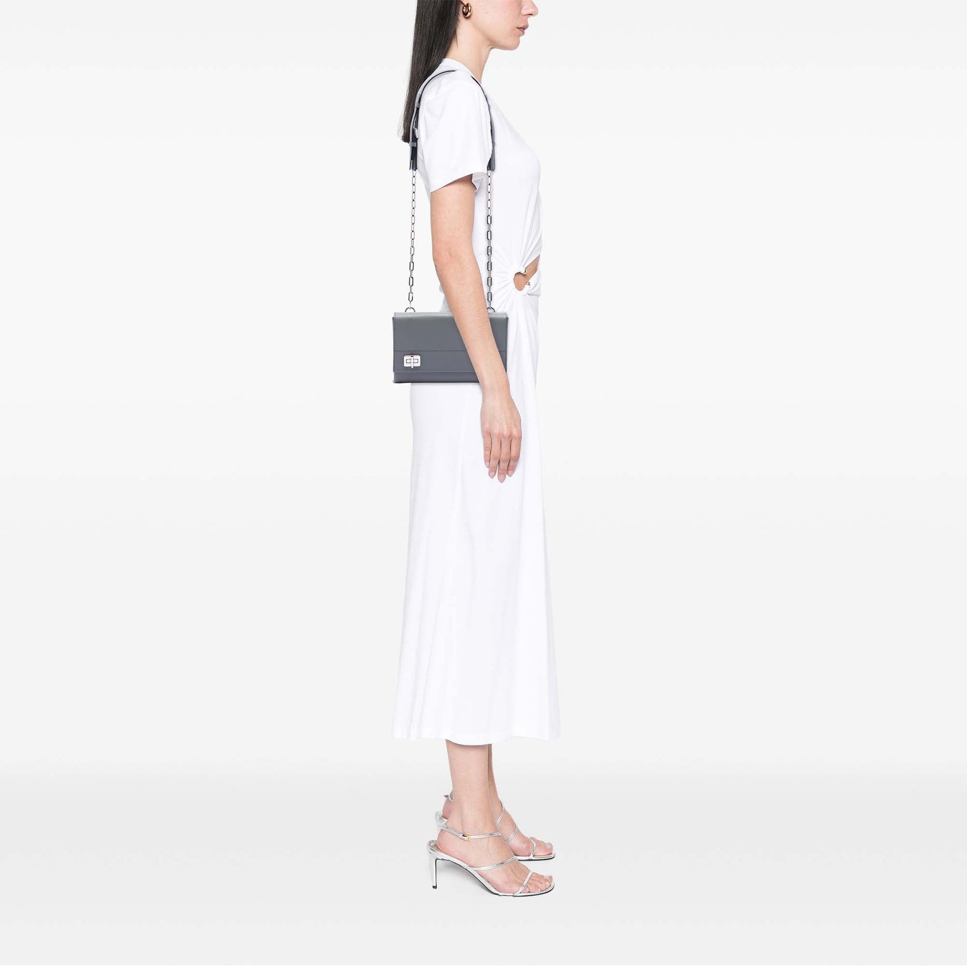 Prada Saffiano Cuir Twist Lock Chain Flap