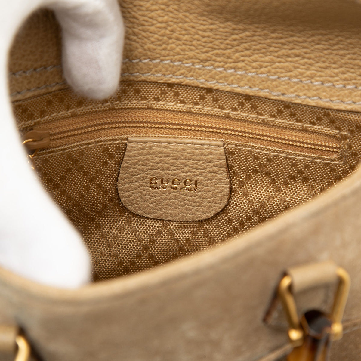 Gucci Mini Suede Bamboo Satchel
