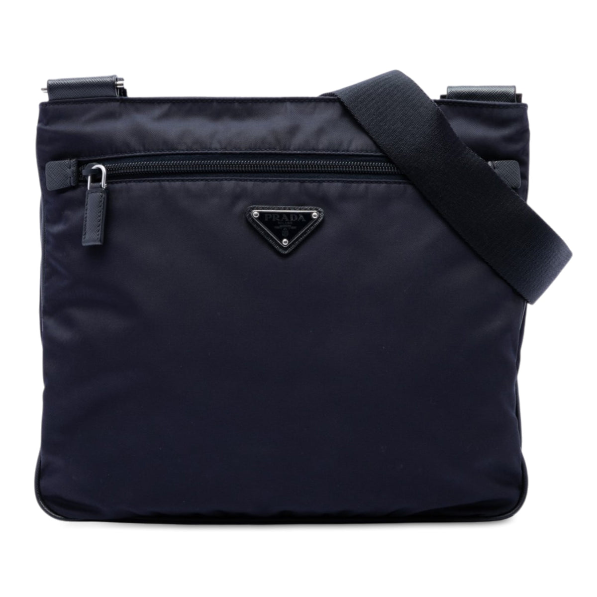 Prada Saffiano Trimmed Tessuto Zip Top Crossbody