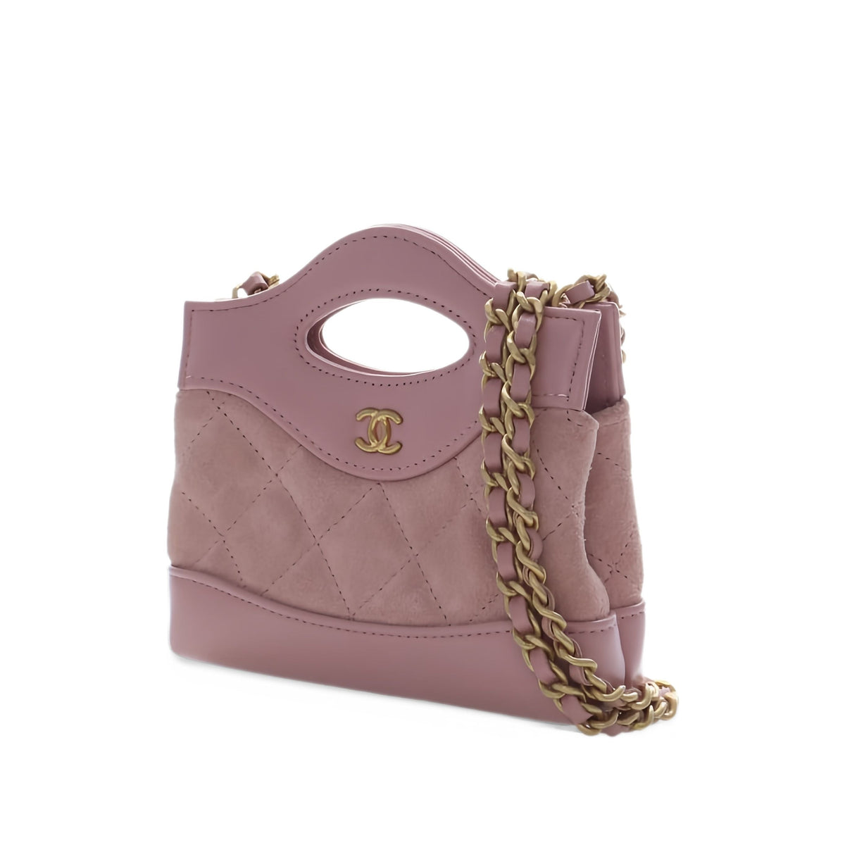 Chanel Micro Quilted Suede and Shiny Calfskin 31 Shopping Bag — Pink