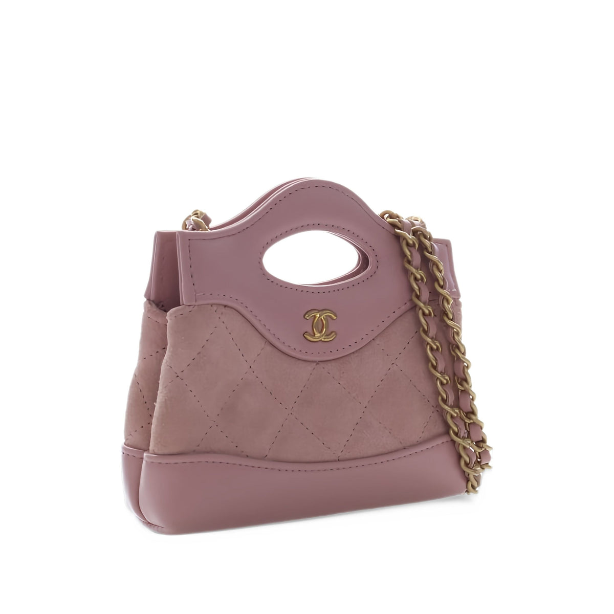Chanel Micro Quilted Suede and Shiny Calfskin 31 Shopping Bag — Pink