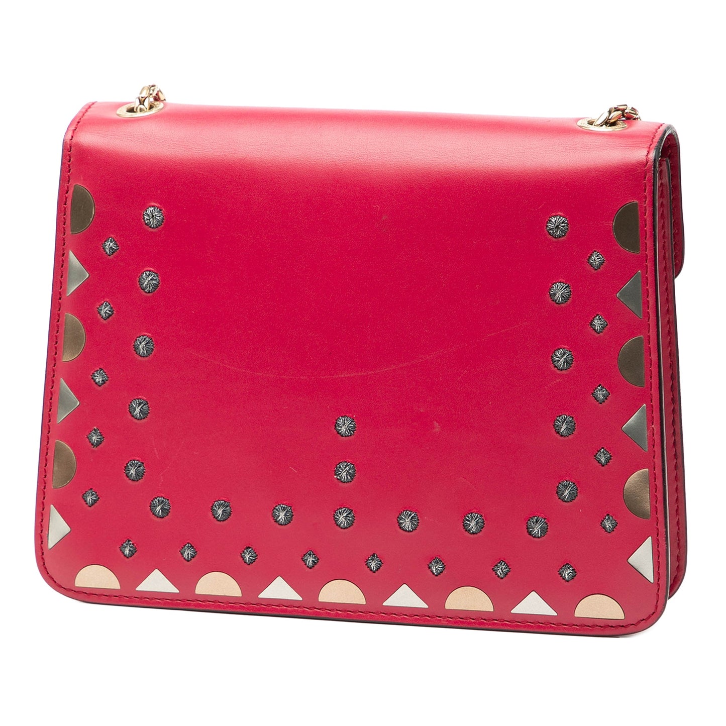 Bvlgari Small Studded Leather Laser Cut Square Serpenti Forever Chain Crossbody