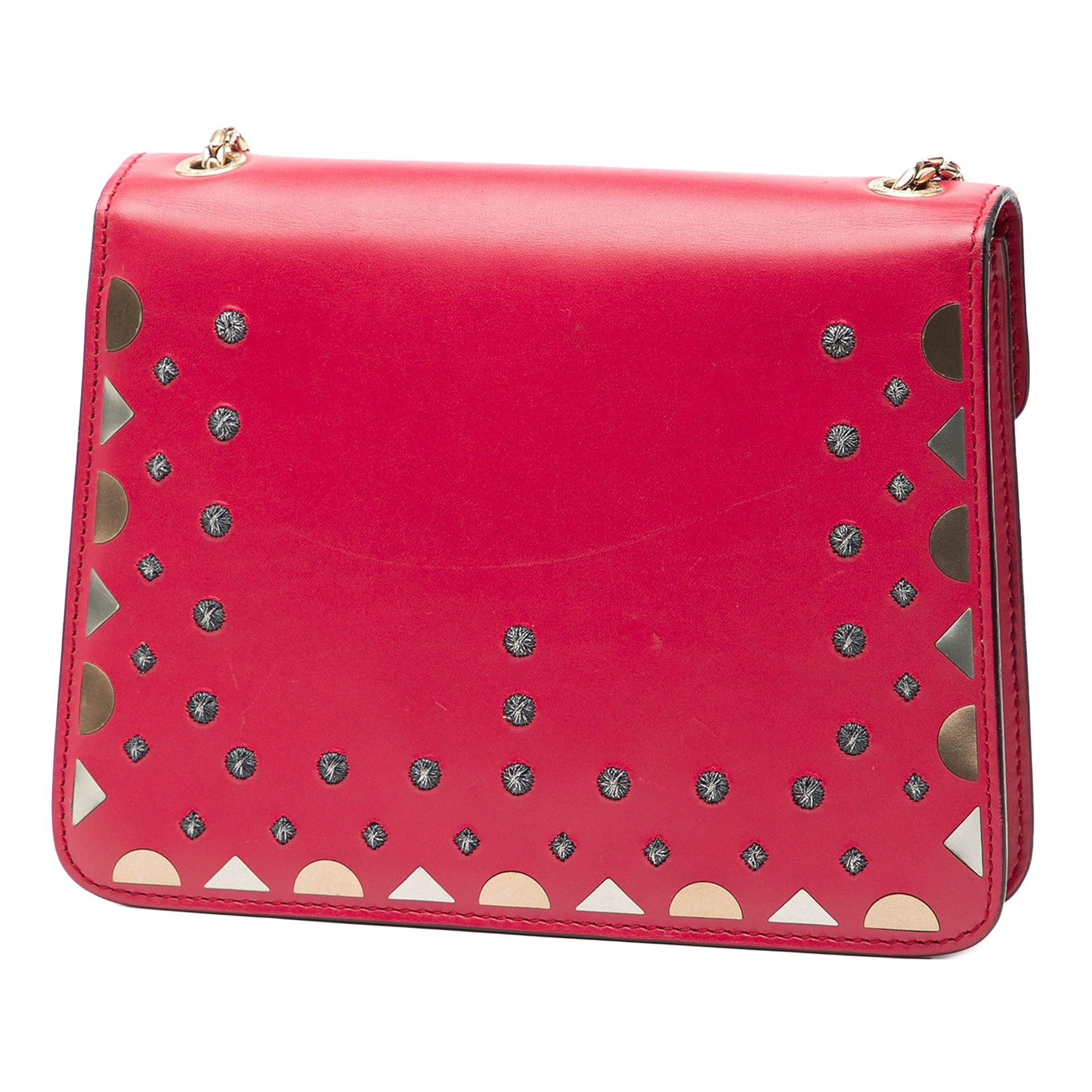 Bvlgari Small Studded Leather Laser Cut Square Serpenti Forever Chain Crossbody