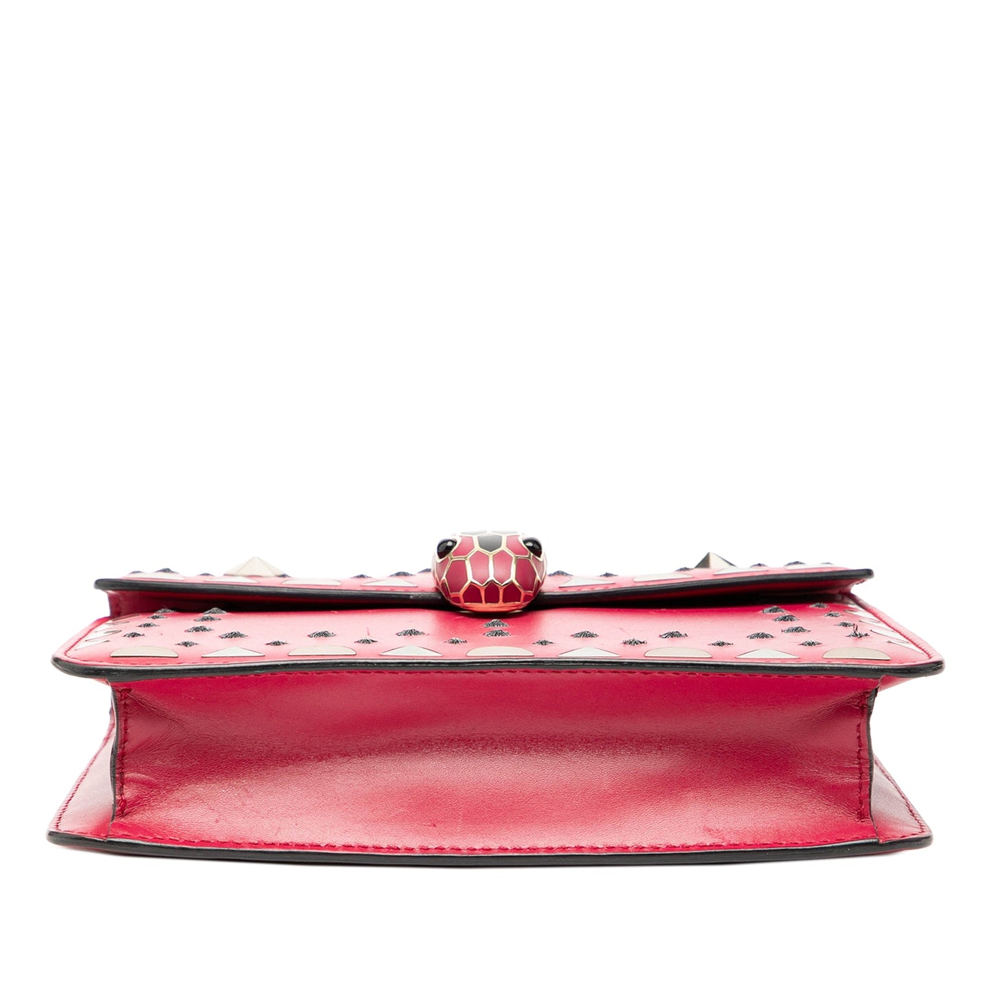 Bvlgari Small Studded Leather Laser Cut Square Serpenti Forever Chain Crossbody