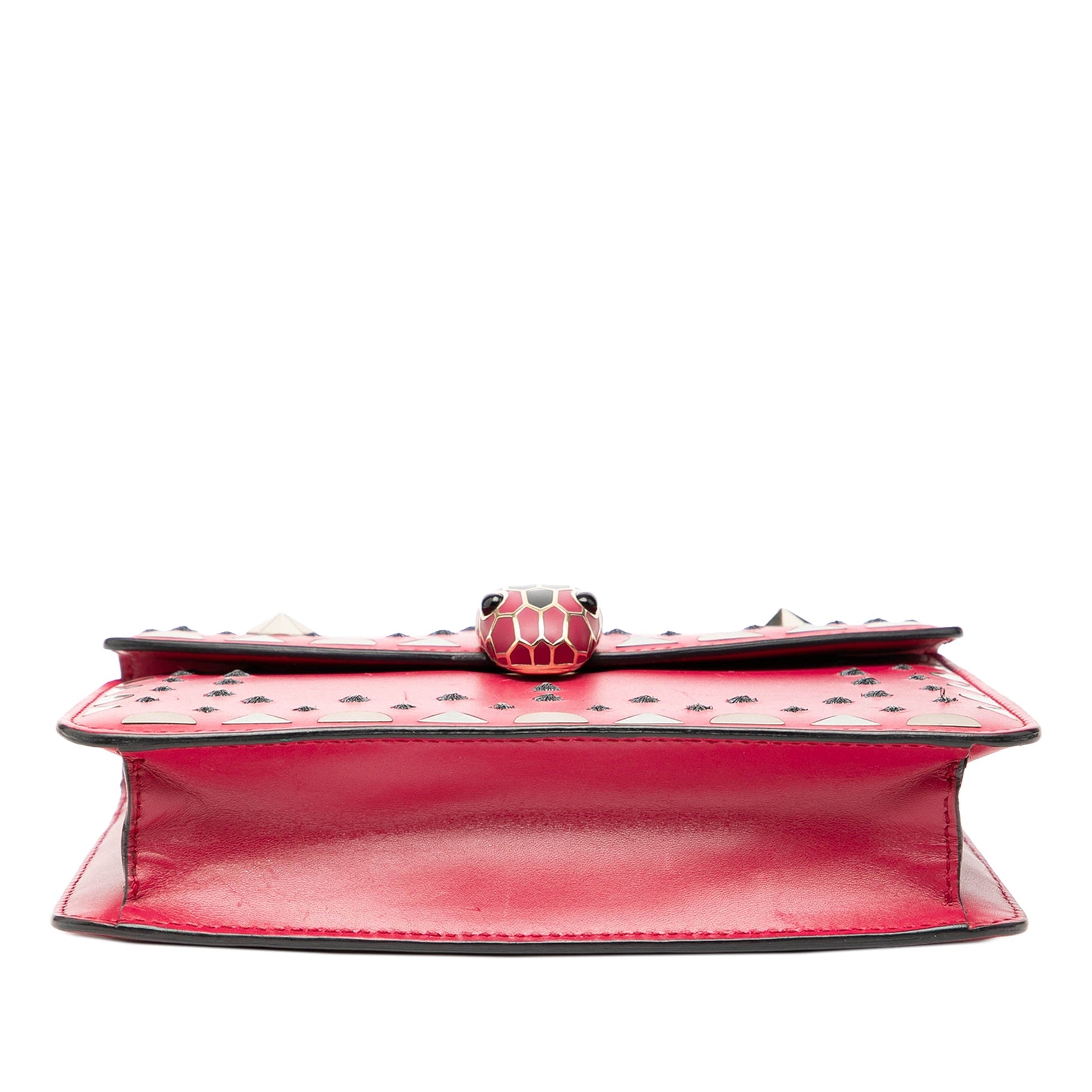 Bvlgari Small Studded Leather Laser Cut Square Serpenti Forever Chain Crossbody