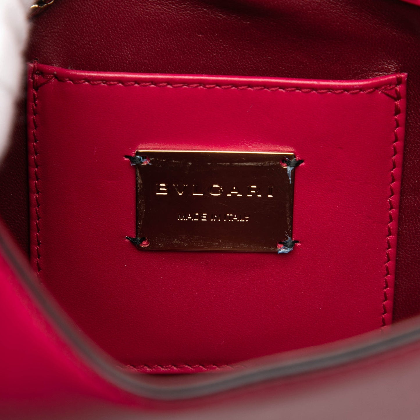Bvlgari Small Studded Leather Laser Cut Square Serpenti Forever Chain Crossbody