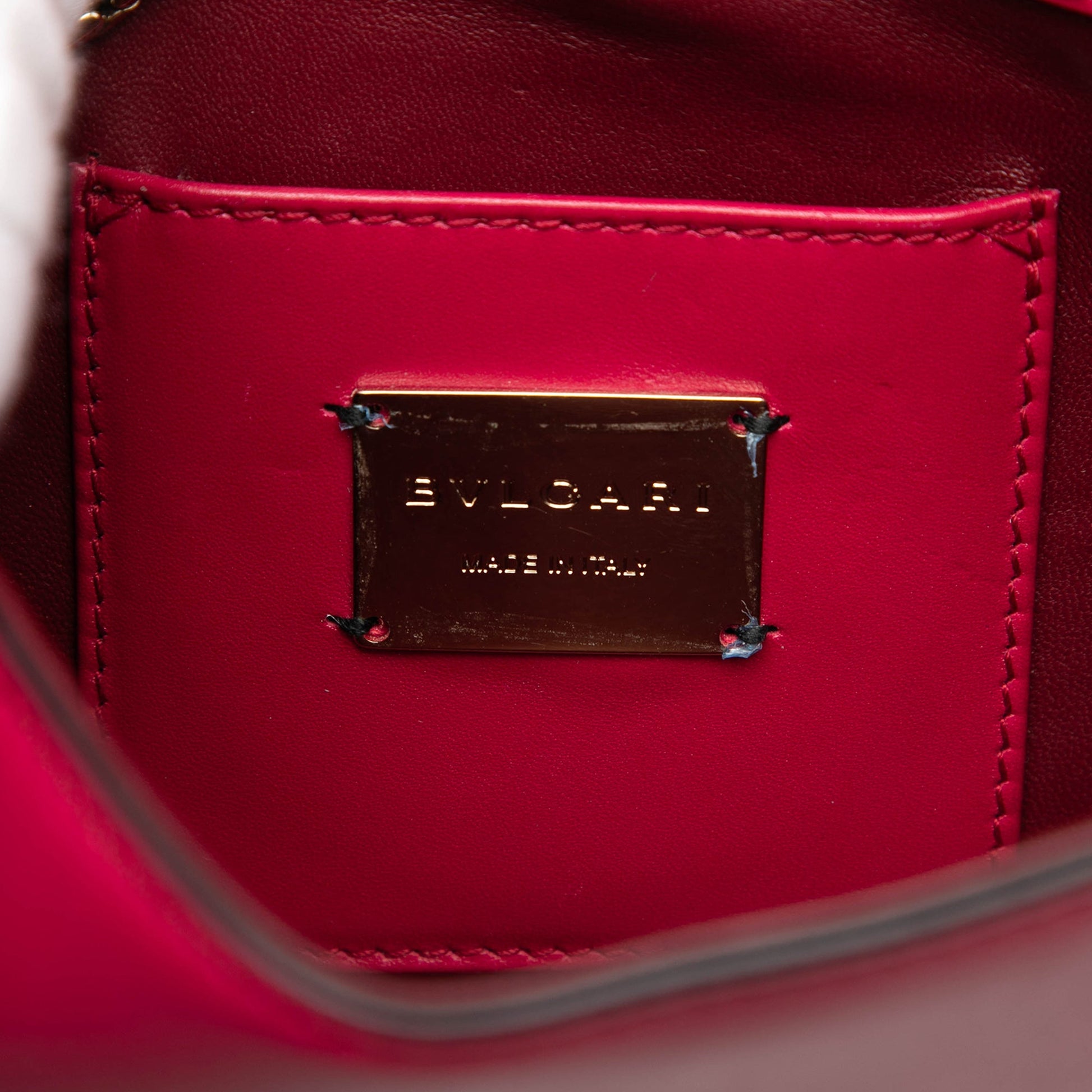 Bvlgari Small Studded Leather Laser Cut Square Serpenti Forever Chain Crossbody