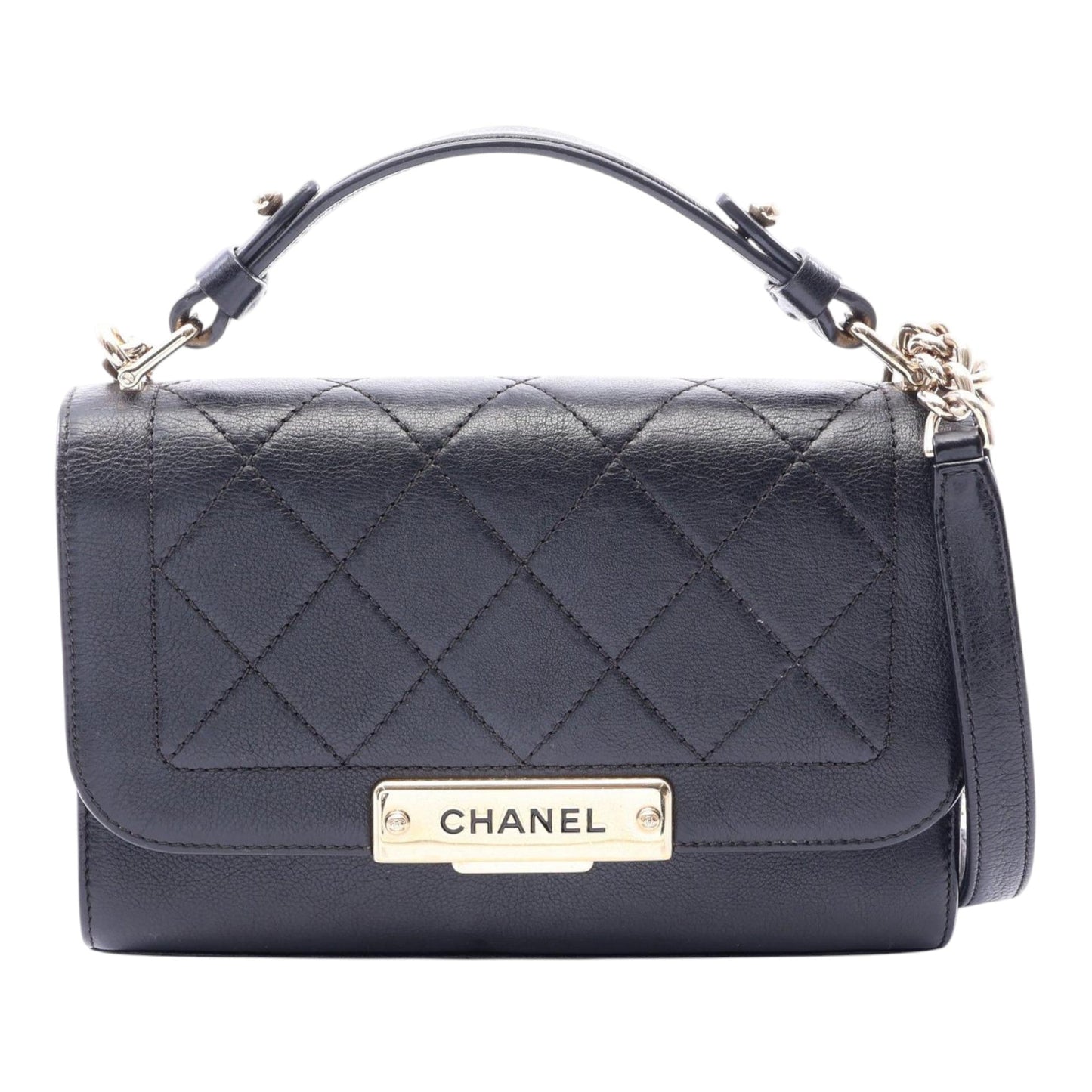 Chanel Small Quilted Grained Calfskin Label Click Flap