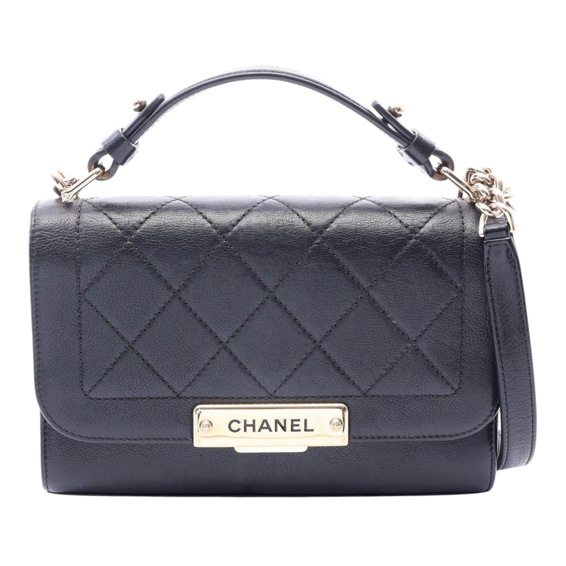Chanel Small Quilted Grained Calfskin Label Click Flap