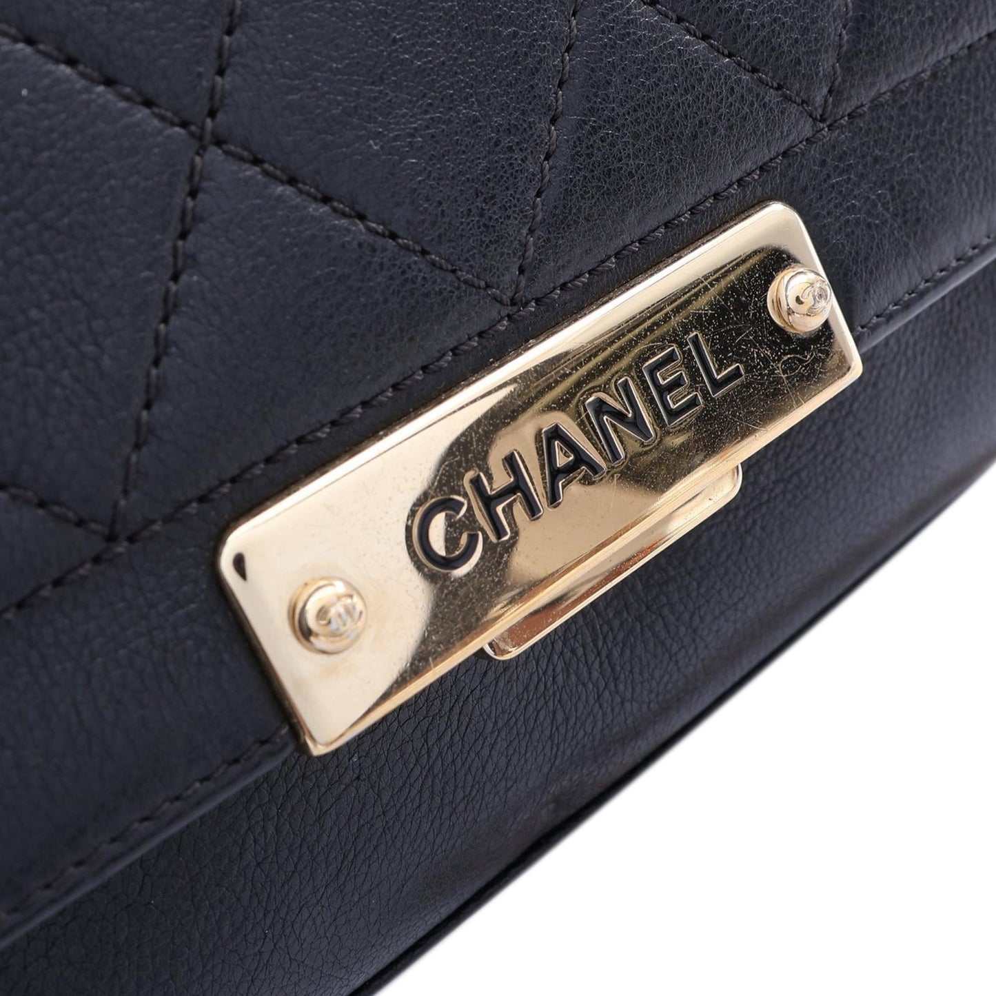 Chanel Small Quilted Grained Calfskin Label Click Flap
