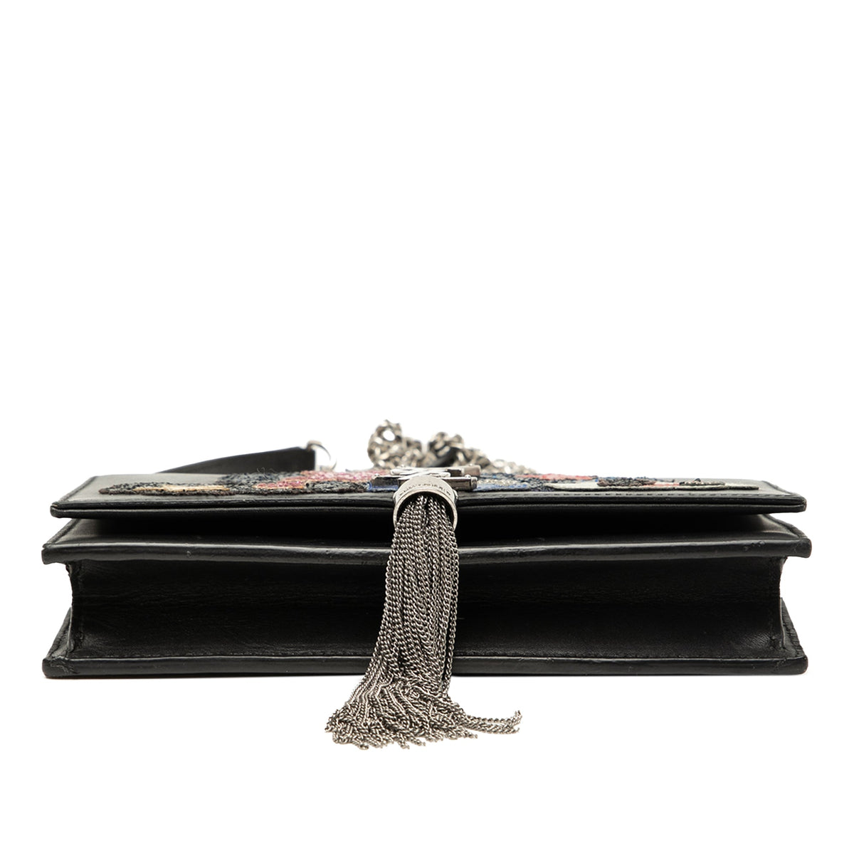 Saint Laurent Calfskin Cloud Star Applique Classic Monogram Kate Tassel Wallet on Chain
