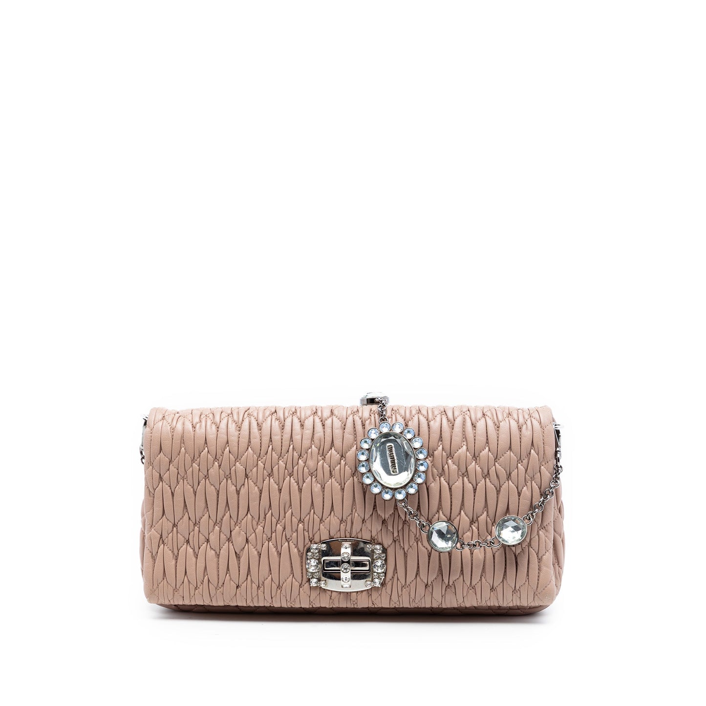Miu Miu Matelasse Nappa Crystal Chain Satchel
