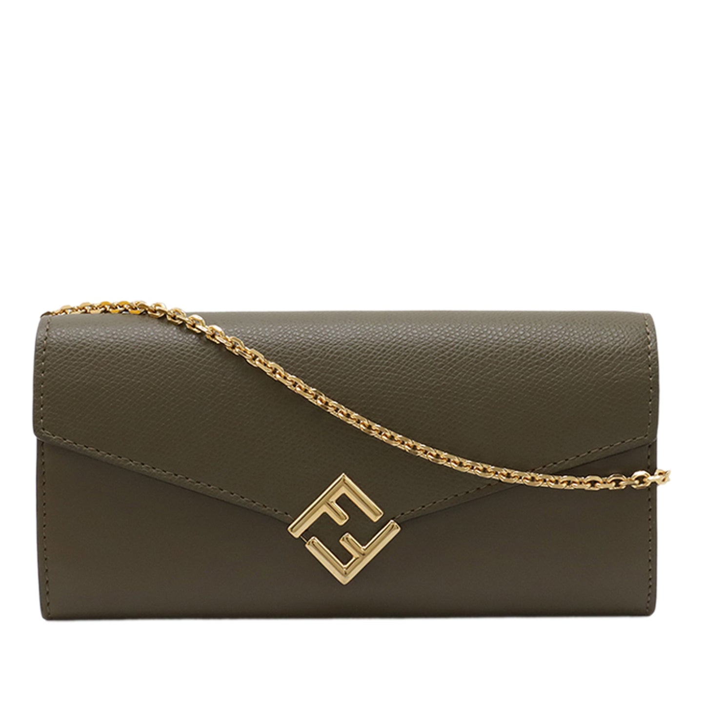 Fendi Smooth and Grained Calfskin Vitello King Cruise FF Diamonds Continental Envelope Wallet On Chain