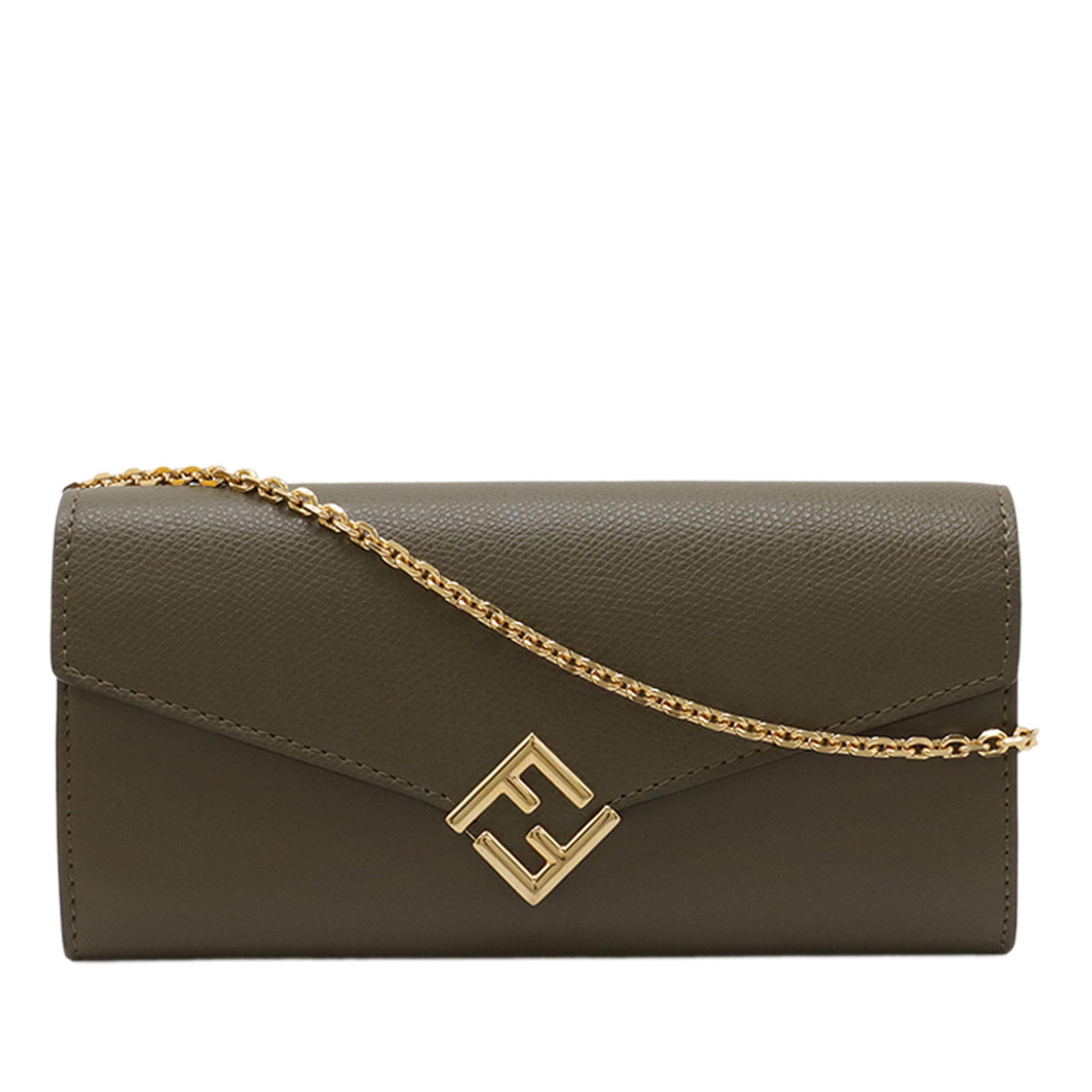 Fendi Smooth and Grained Calfskin Vitello King Cruise FF Diamonds Continental Envelope Wallet On Chain