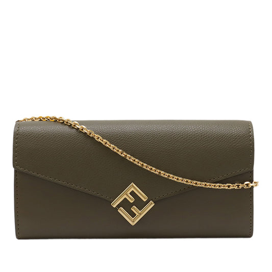 Fendi Smooth and Grained Calfskin Vitello King Cruise FF Diamonds Continental Envelope Wallet On Chain