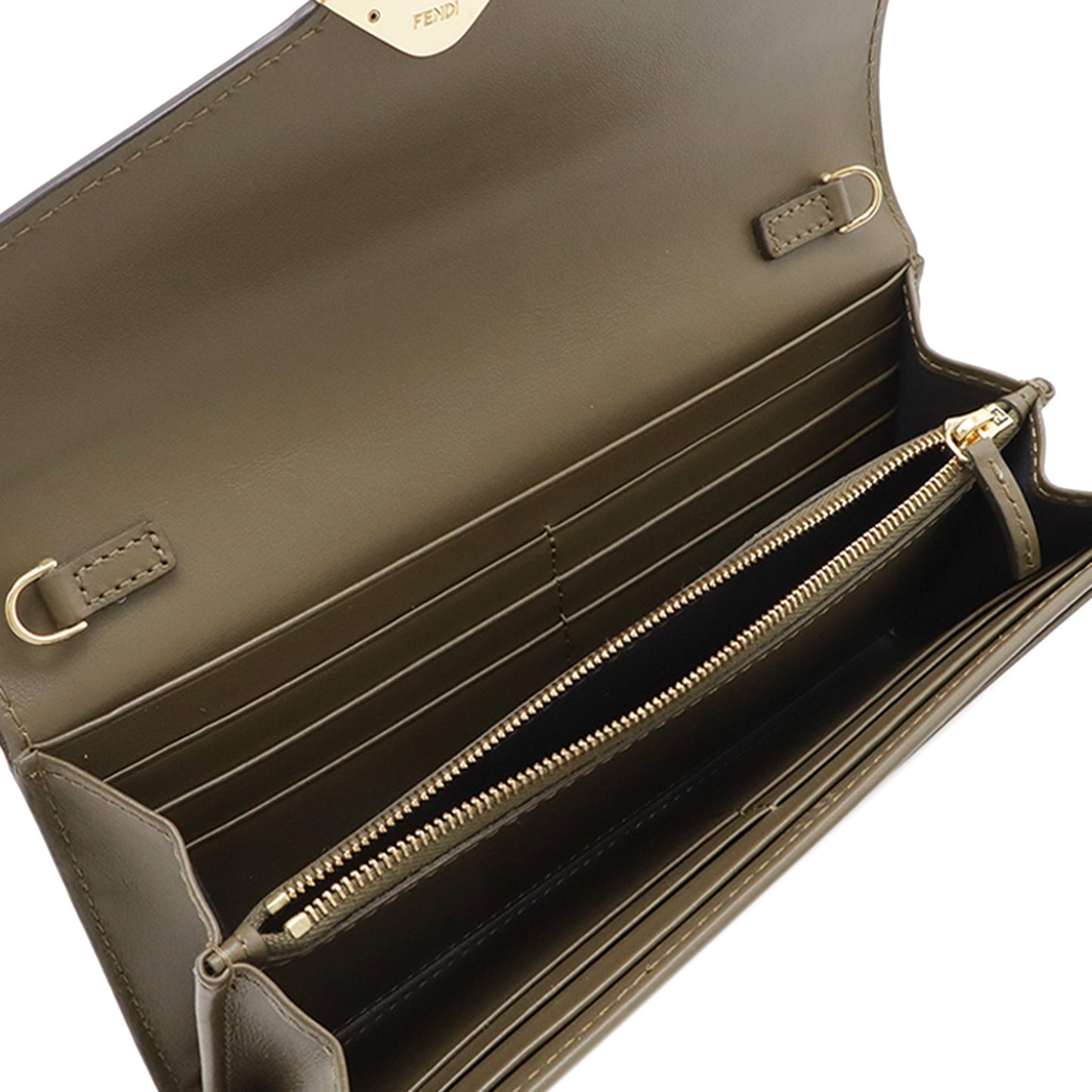 Fendi Smooth and Grained Calfskin Vitello King Cruise FF Diamonds Continental Envelope Wallet On Chain